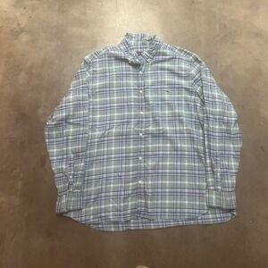Vineyard vines‎ cotton linen blend checkerboard flannel plaid button up shirt